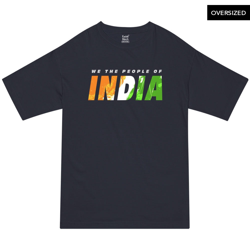 We The People Of India T-Shirt Oversized - M / Navy Blue T-Shirts