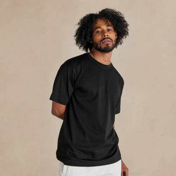 ★COOR★ Supima Cotton Semi-Overfit T-Shirt (Black) Supima Cotton T-Shirt Womens Black