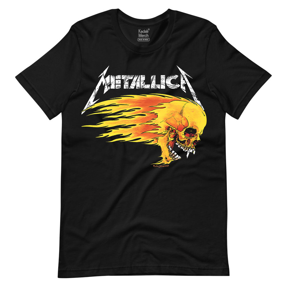 Metallica flaming cheap skull shirt