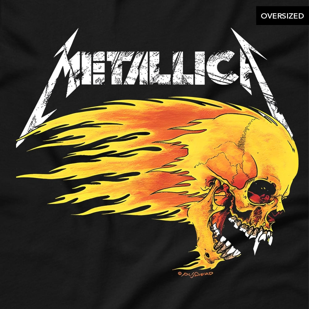 Metallica - Flaming Skull Tour Oversized T-Shirt T-Shirts