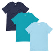 100% Cotton Basics T-Shirt - 3 Pack (Navy Blue, Teal Blue, Ocean Blue)