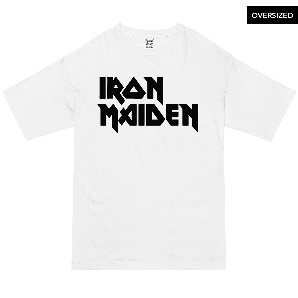 Iron Maiden - Classic Logo Oversized T-Shirt Xs / White T-Shirts