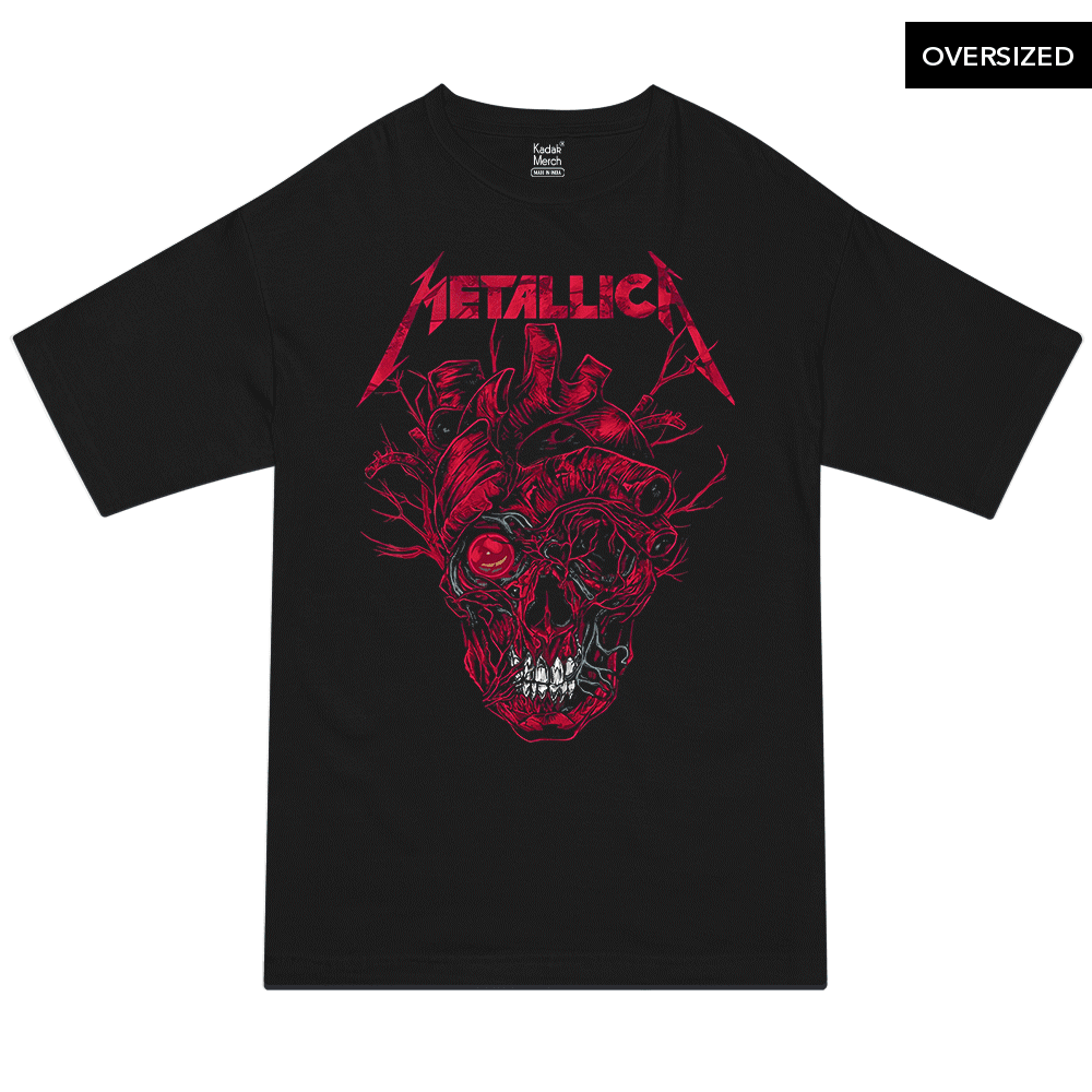 Metallica - Heart Skull Oversized T-Shirt S / Black T-Shirts