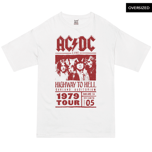 Ac Dc - Highway To Hell 79 Tour Oversized T-Shirt Xs / White T-Shirts