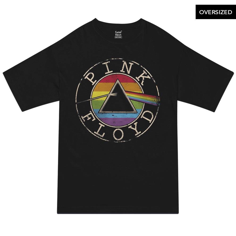 Pink Floyd - Rainbow Logo Oversized T-Shirt S / Black T-Shirts