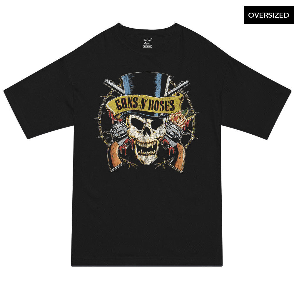 Guns N Roses - Top Hat Oversized T-Shirt Xs / Black T-Shirts