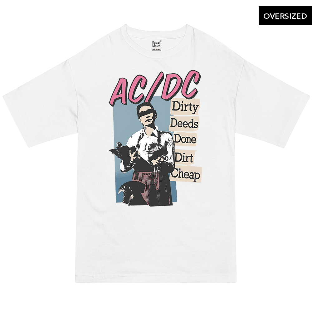 Ac Dc - Dirty Deeds Oversized T-Shirt Xs / White T-Shirts