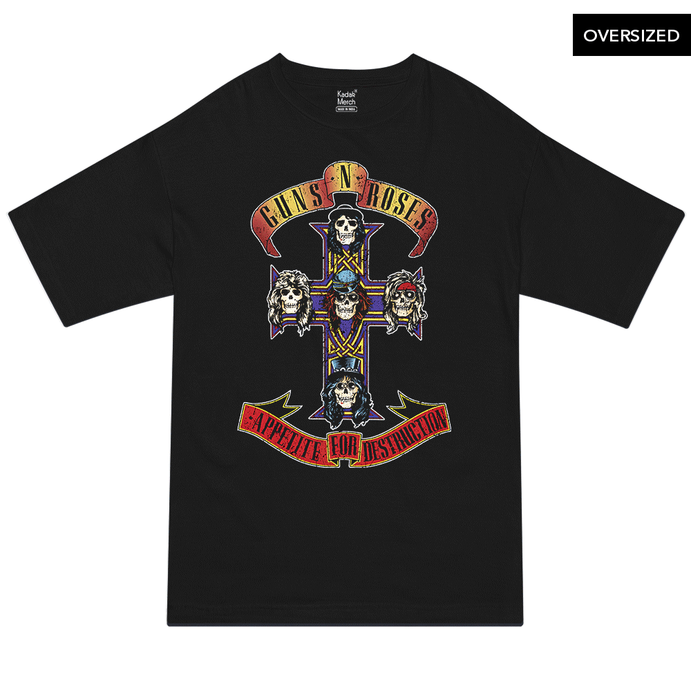 Guns N Roses - Appetite For Destruction Oversized T-Shirt Xs / Black T-Shirts