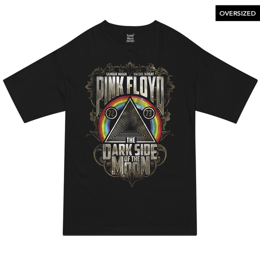 Pink Floyd - Dark Side Gold Leaves Oversized T-Shirt S / Black T-Shirts