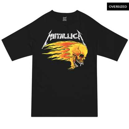 Metallica - Flaming Skull Tour Oversized T-Shirt S / Black T-Shirts