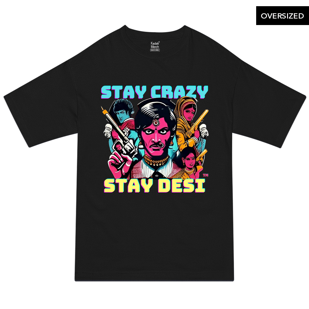 Stay Desi Crime Oversized T-Shirt S / Black T-Shirts