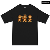 3 Musical Monkeys Oversized T-Shirt S / Black Oversized T-Shirts