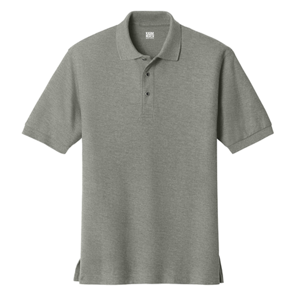 100% Cotton Basics Pique Polo - Heather Grey