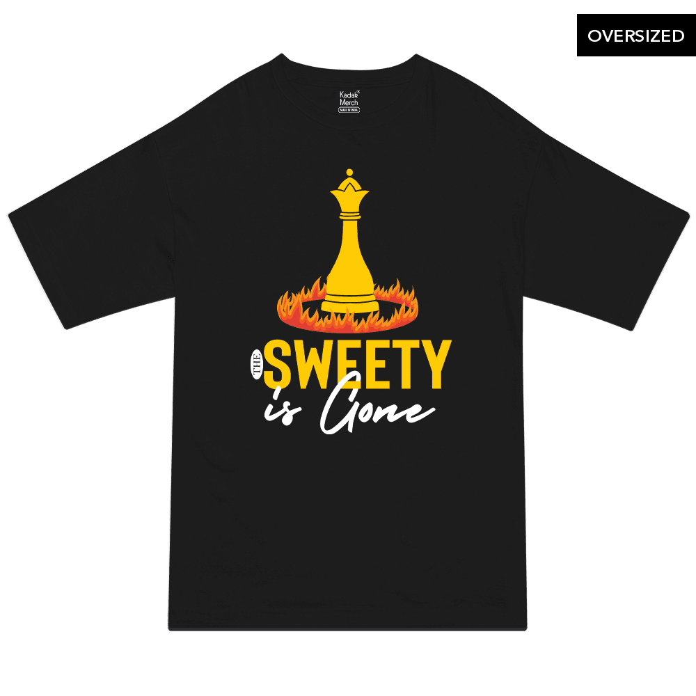The Sweety Is Gone On Fire Oversized T-Shirt Xs / Black T-Shirts