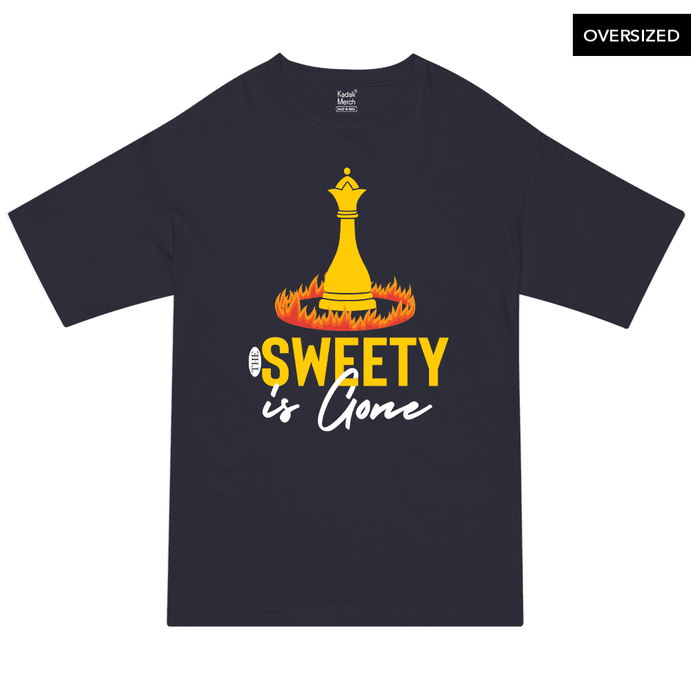 The Sweety Is Gone On Fire Oversized T-Shirt Xs / Navy Blue T-Shirts