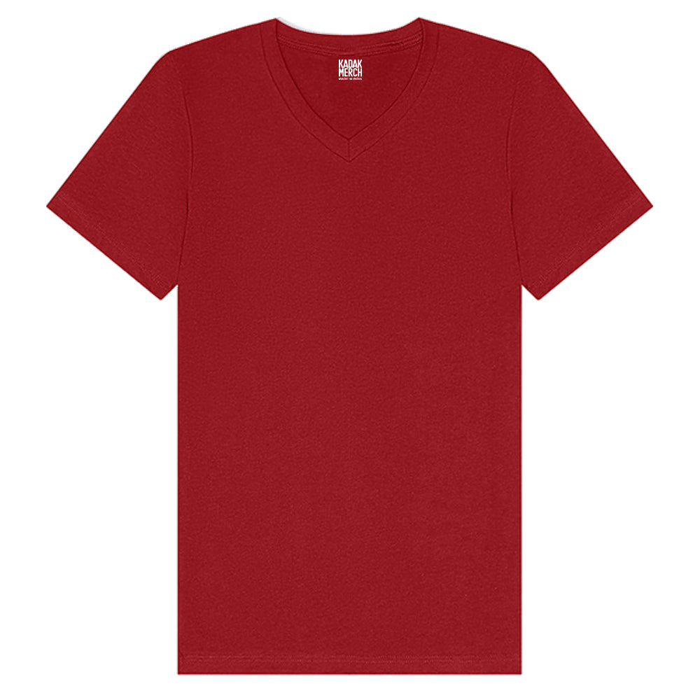 100% Cotton Basics V-Neck T-Shirt - Maroon