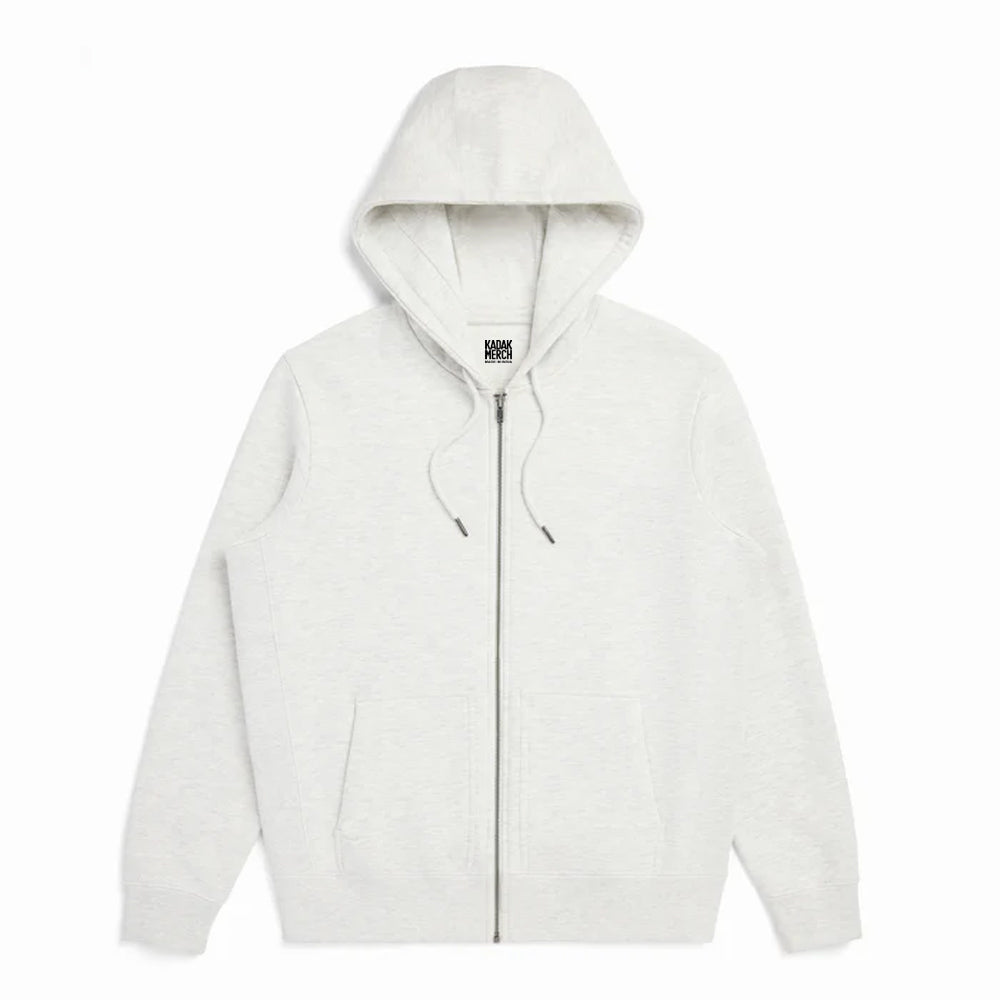 100% Cotton Basics Zipper Hoodie - White