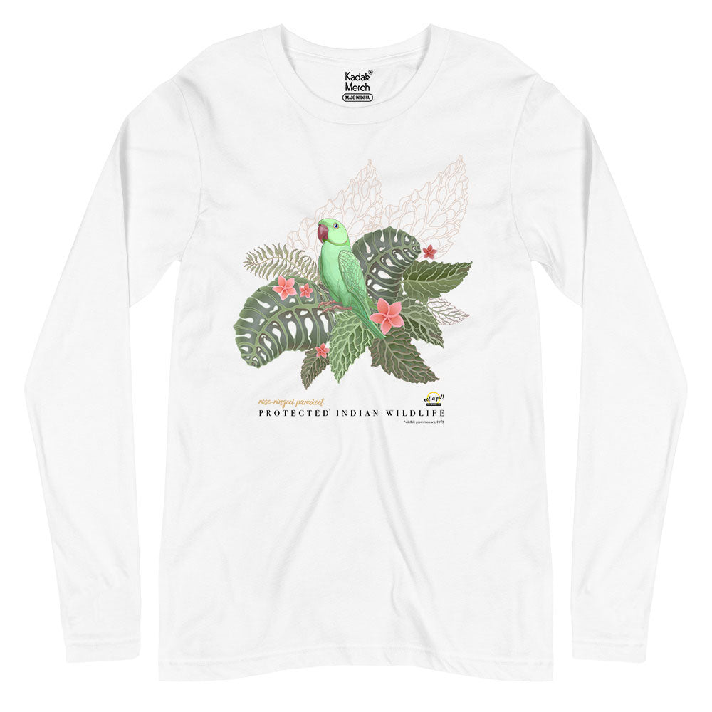 Rose Ringed Parakeet Full Sleeves T-Shirt