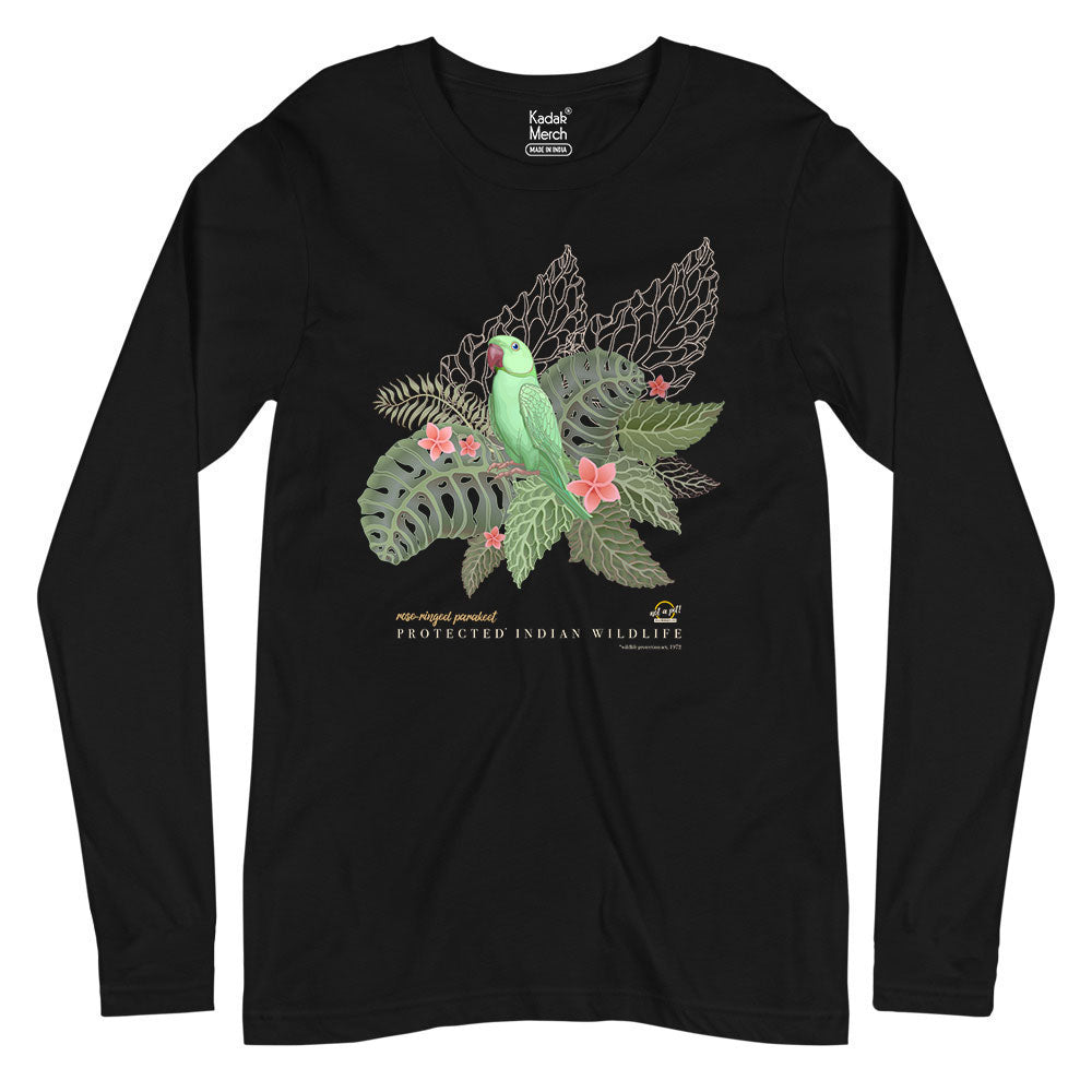 Rose Ringed Parakeet Full Sleeves T-Shirt