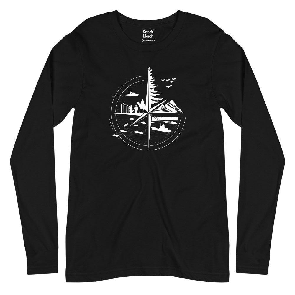 Military Compass Full Sleeves T-Shirt