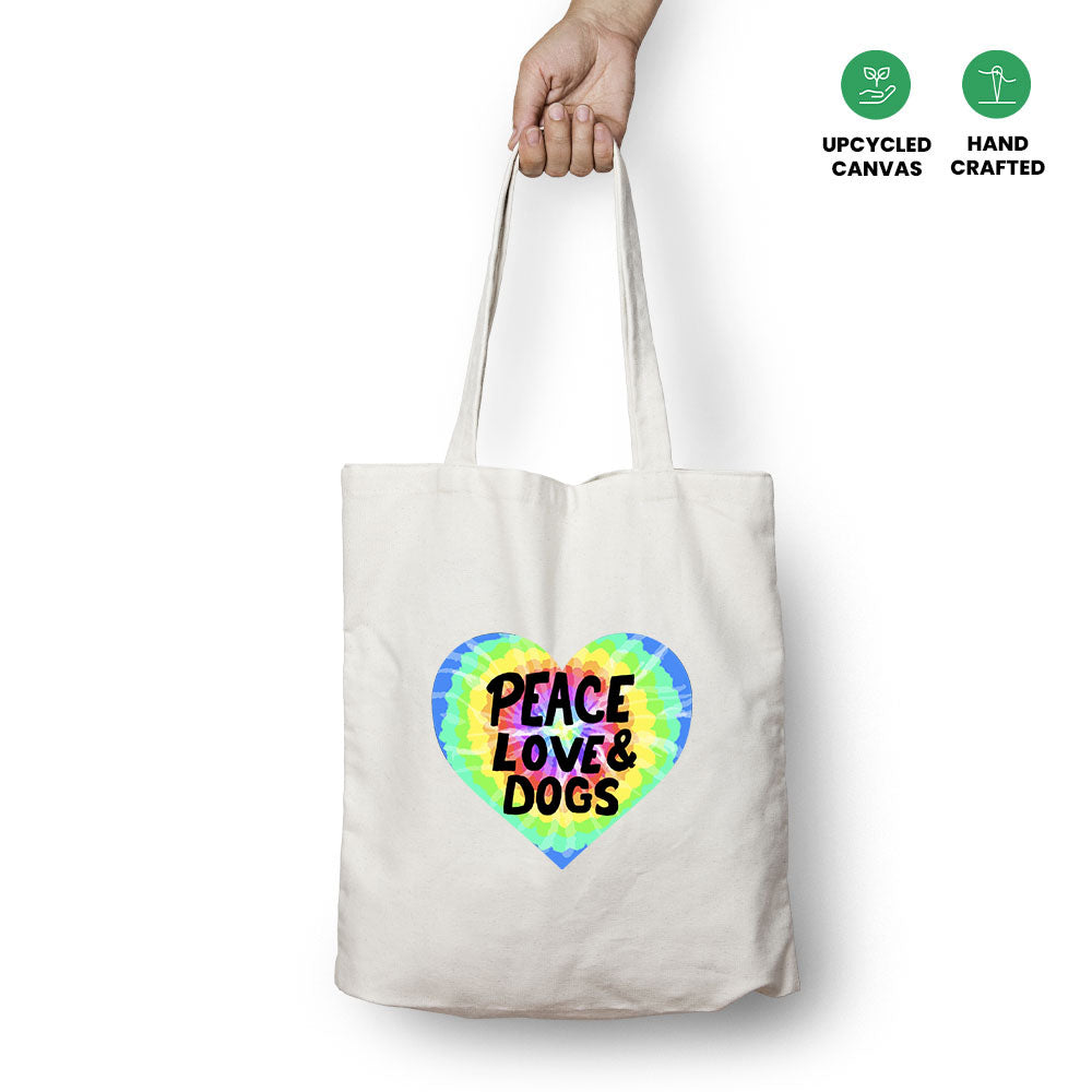 Peace,Love & Dogs Tote Bag