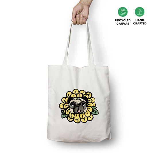 Sunflower Pug Tote Bag